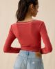 Urban Outfitters Urban Outfitters UO East Coast Applique Graphic Long Sleeve Henley Tee in Red, Women's at Urban Outfitters - 2