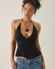 Urban Outfitters Urban Outfitters UO Eryka Plunging Halter Neck Babydoll Top in Black, Women's at Urban Outfitters - 1