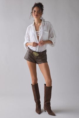 Urban Outfitters Urban Outfitters UO Festival Studded Faux Leather Micro Short in Brown, Women's at Urban Outfitters