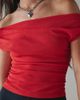 Urban Outfitters Urban Outfitters UO Fia Mesh Off-The-Shoulder Crop Top in Red, Women's at Urban Outfitters - 2