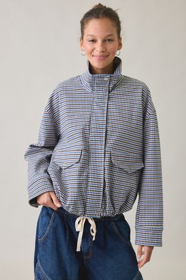 Urban Outfitters Urban Outfitters UO Harper Funnel Neck Bomber Jacket in Blue, Women's at Urban Outfitters