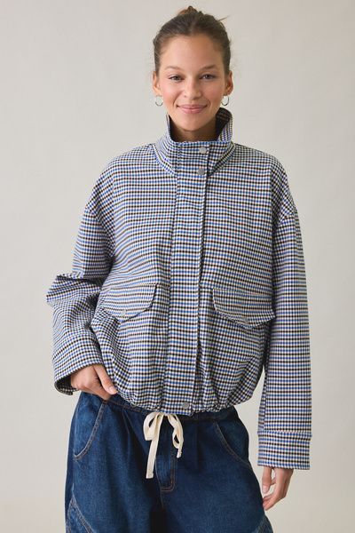 Urban Outfitters Urban Outfitters UO Harper Funnel Neck Bomber Jacket in Blue, Women's at Urban Outfitters