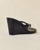 Urban Outfitters Urban Outfitters UO Kassie Buckle Wedge Thong Sandal in Black, Women's at Urban Outfitters - 5