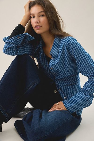 Urban Outfitters Urban Outfitters UO Leilani Bias Cut Slim Button Up Shirt Top in Burgundy, Women's at Urban Outfitters