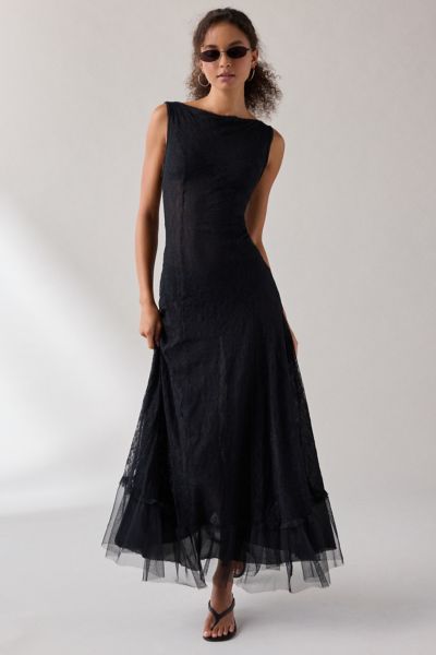 Urban Outfitters UO Like A Dream Lace Scoop Back Slip Maxi Dress