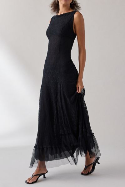 lace dress urban outfitters UO Hyacinth Lace Spliced Midi Dress