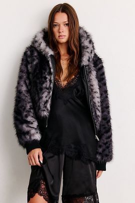 Urban Outfitters Urban Outfitters UO Maddy Cropped Faux Fur Hooded Jacket in Brown, Women's at Urban Outfitters