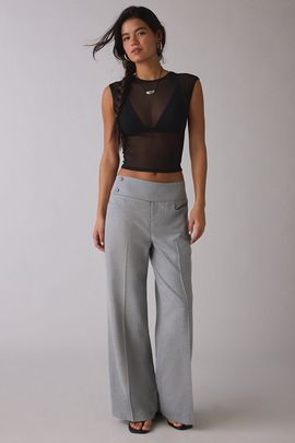 Urban Outfitters Urban Outfitters UO Marley Slouch Low-Rise Wide Leg Trouser Pant in Grey, Women's at Urban Outfitters