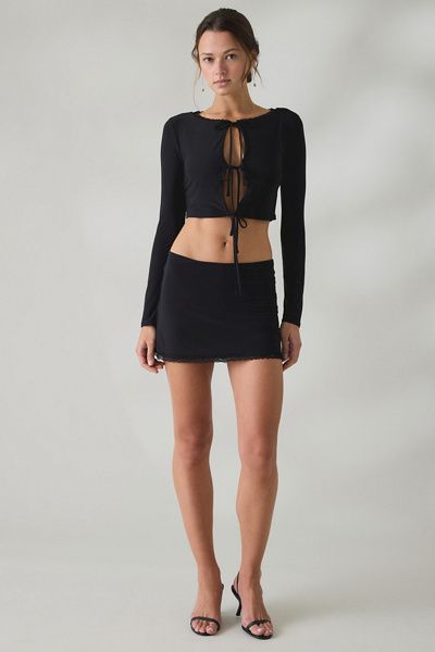 Urban Outfitters Urban Outfitters UO Modern Muse Lace Trim Skort 2-Piece Set in Black, Women's at Urban Outfitters