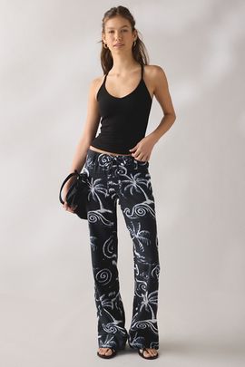 Urban Outfitters Urban Outfitters UO Newport Linen Straight Leg Pants in Navy, Women's at Urban Outfitters