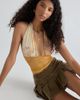 Urban Outfitters Urban Outfitters UO Party For You Lace Plunging Halter Top in Yellow, Women's at Urban Outfitters - 1