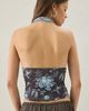 Urban Outfitters Urban Outfitters UO Party For You Mixed Print Plunging Halter Top in Blue, Women's at Urban Outfitters - 4