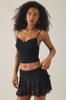 Urban Outfitters Urban Outfitters UO Peek-A-Boo Semi-Sheer Mesh Skort 2-Piece Set in Black, Women's at Urban Outfitters