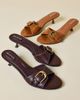 Urban Outfitters Urban Outfitters UO Polly Buckle Kitten Heel in Dark Brown, Women's at Urban Outfitters - 2