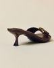 Urban Outfitters Urban Outfitters UO Polly Buckle Kitten Heel in Dark Brown, Women's at Urban Outfitters - 5