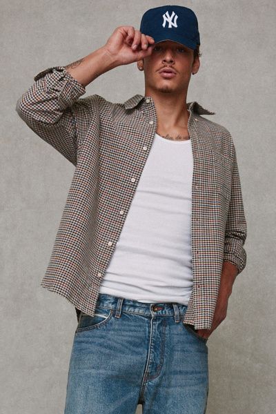 Urban Outfitters Urban Outfitters UO Relaxed Classic Oxford Shirt Top in Brown Plaid, Men's at Urban Outfitters