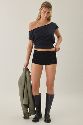 Urban Outfitters Urban Outfitters UO Sailor Button Low-Rise Micro Shorts in Black, Women's at Urban Outfitters