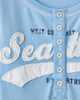 Urban Outfitters Urban Outfitters UO Seattle Applique Graphic Long Sleeve Henley Tee in Sky, Women's at Urban Outfitters - 6