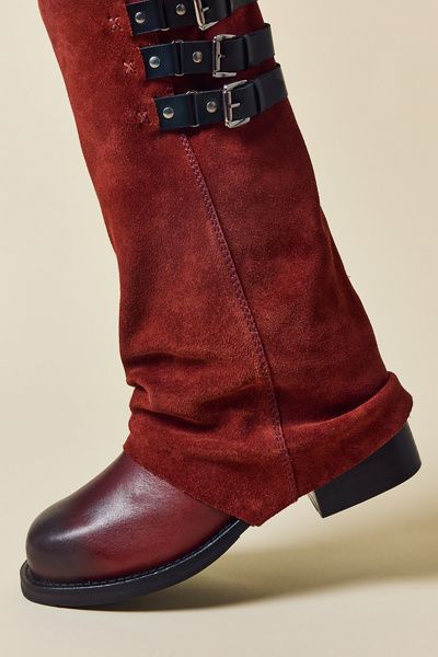 Urban Outfitters Urban Outfitters UO Suede Foldover Boots in Red, Women's at Urban Outfitters