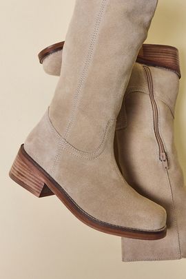 Urban Outfitters Urban Outfitters UO Suede Slouch Boots in Bone, Women's at Urban Outfitters
