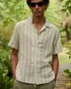 Urban Outfitters Urban Outfitters UO Textured Wide Stripe Camp Shirt Top in Ivory/Beige Stripe, Men's at Urban Outfitters - 1