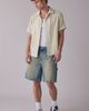 Urban Outfitters Urban Outfitters UO Textured Wide Stripe Camp Shirt Top in Ivory/Beige Stripe, Men's at Urban Outfitters - 5