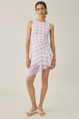Urban Outfitters Urban Outfitters UO Whimsy Whirl Asymmetric Mesh Mini Dress in Mulberry, Women's at Urban Outfitters