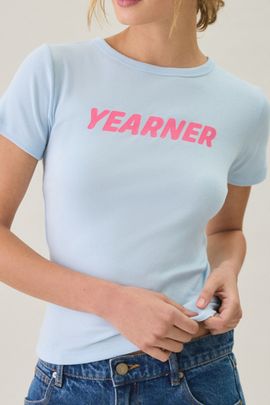 Urban Outfitters Urban Outfitters Yearner Graphic Cotton Baby Tee in Light Blue, Women's at Urban Outfitters