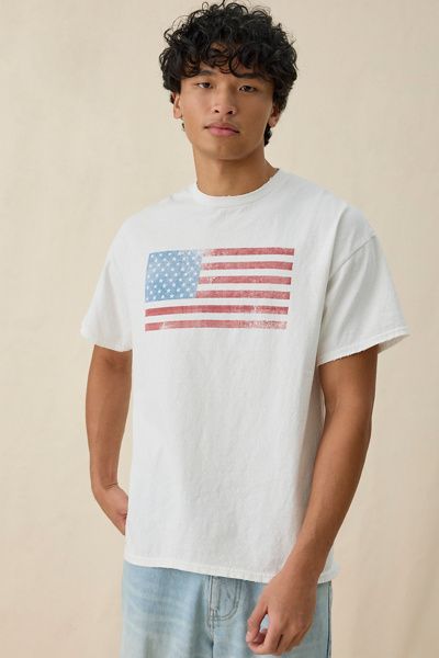 Urban Outfitters USA Flag Vintage Graphic Tee in Ivory, Men's at Urban Outfitters