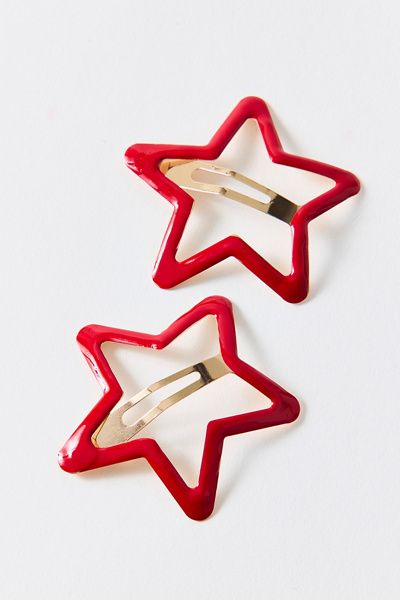 Urban Outfitters XL Star Snap Clips Set in Red, Women's at Urban Outfitters
