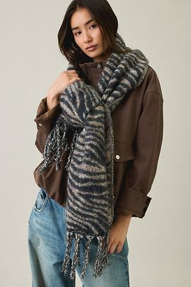 Urban Outfitters Zebra Pattern Blanket Scarf in Zebra, Women's at Urban Outfitters