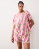 Urban Threads Urban Threads Curve jersey t-shirt and shorts pajama set in pink striped lime print - 3