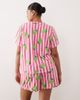 Urban Threads Urban Threads Curve jersey t-shirt and shorts pajama set in pink striped lime print - 4