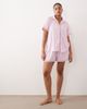 Urban Threads Urban Threads Curve ribbed camp collar shirt and shorts pajama set in pink with red piping - 2