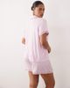 Urban Threads Urban Threads Curve ribbed camp collar shirt and shorts pajama set in pink with red piping - 3