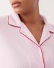 Urban Threads Urban Threads Curve ribbed camp collar shirt and shorts pajama set in pink with red piping - 4