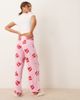 Urban Threads Urban Threads Girl Dinner short sleeve T-shirt and pants pajama set in heart cake print-Multi - 4