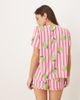 Urban Threads Urban Threads jersey T-shirt and shorts pajama set in pink stripe lime print - 3