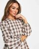 Urban Threads Urban Threads midi smock dress in brown check - 3
