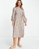 Urban Threads Urban Threads midi smock dress in brown check - 4