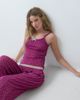 Urban Threads Urban Threads pointelle tank top and pants pajama set in burgundy floral print-Red - 2