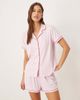 Urban Threads Urban Threads ribbed camp collar shorts pajama set in pink with red piping - 1