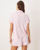 Urban Threads Urban Threads ribbed camp collar shorts pajama set in pink with red piping - 2