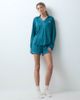 Urban Threads Urban Threads ribbed rugby shirt and shorts lounge set in teal-Green - 2