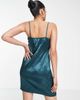 Urban Threads Urban Threads satin mini dress in teal jacquard-Blue - 2