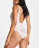 Urban Threads Urban Threads scoop back swimsuit in white and pink plaid - 2