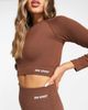 Urban Threads Urban Threads seamless long sleeve sports crop top in chocolate brown - 3