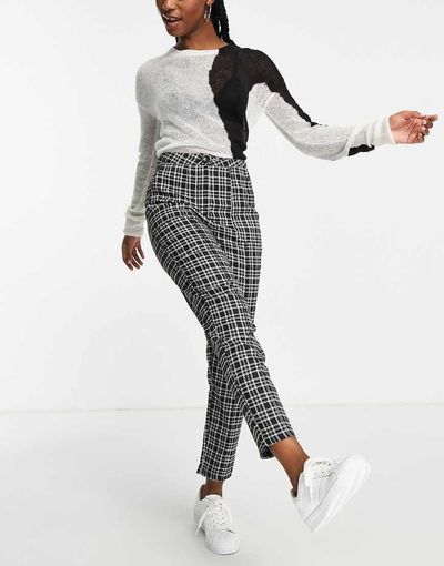 Urban Threads Urban Threads tailored pants in black check - part of a set