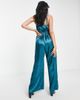 Urban Threads Urban Threads wide leg cami strap satin jumpsuit in teal-Blue - 2