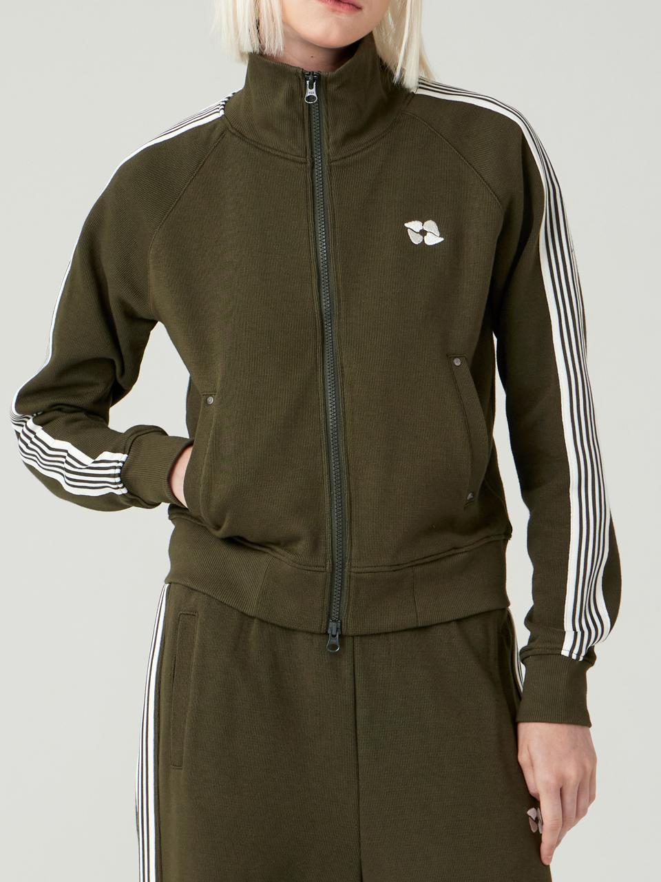 URBANAGE Authentic Line 2-Way Track Zip-up Jacket [Khaki]